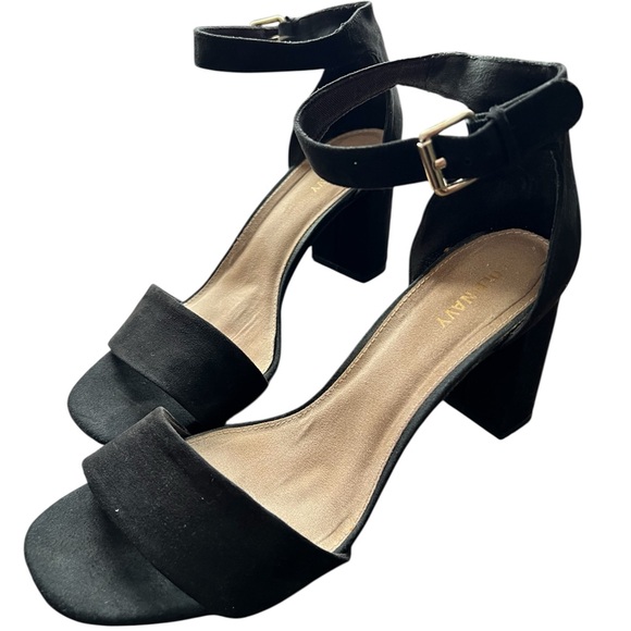 Faux-Suede Elegant Black Ankle Strap High-Heel Sandals Womens 9 - Picture 1 of 9
